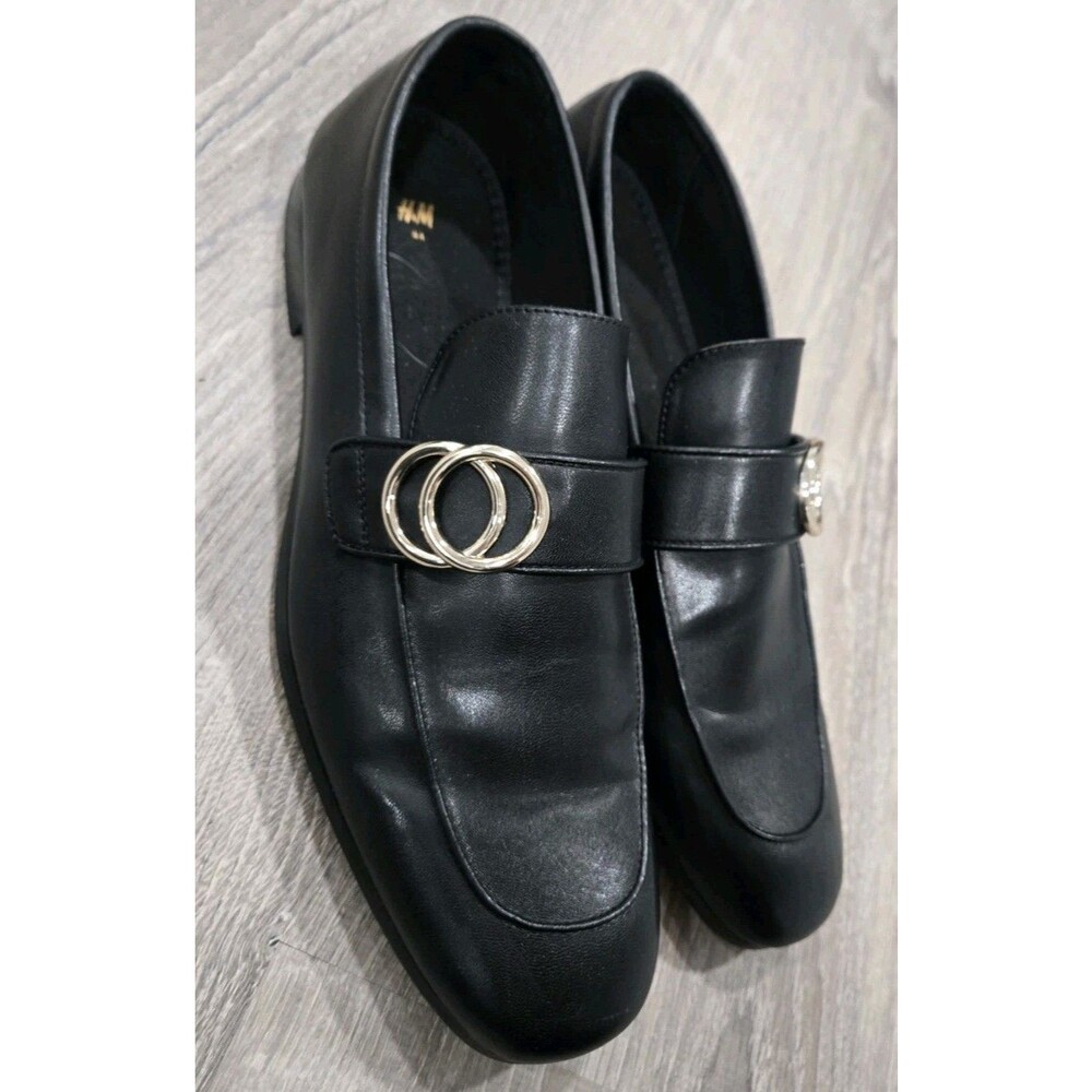H&M black buckle-detail loafers Faux Leather Mens Size 10.5 - Picture 5 of 8